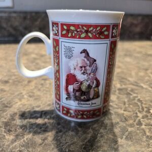 VTG Dunoon coffee Mug Victorian‎ Christmas Tea Santa Scotland White Christmas
